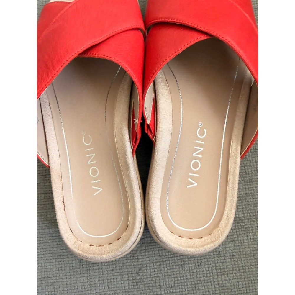 Vionic Hayden Cherry Red Leather Orthotic Platform Slide Sandal 6W - Picture 8 of 12